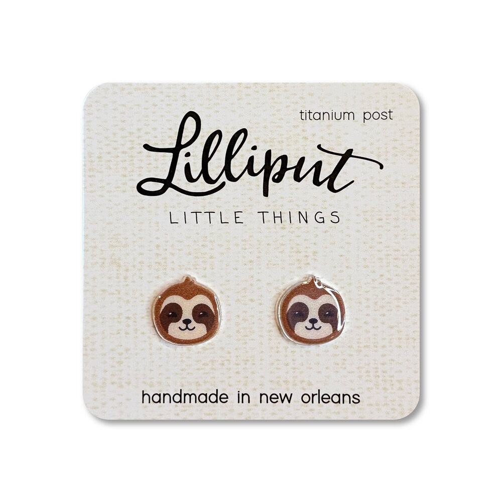 Sloth Earrings, cute studs lillyput.  whimsical